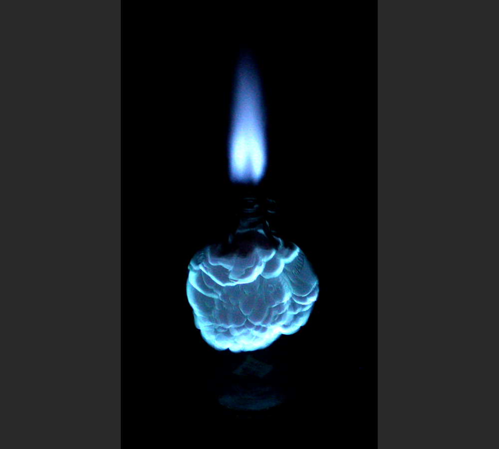 Premixed combustion of isopropyl alcohol in a glass jug forms a 'tulip